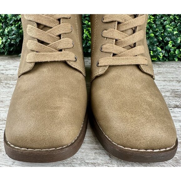 CROWN VINTAGE Hollis Boot Women’s 7M Mocha Lace Up Zip Heel Faux Leather Rugged - Picture 2 of 14